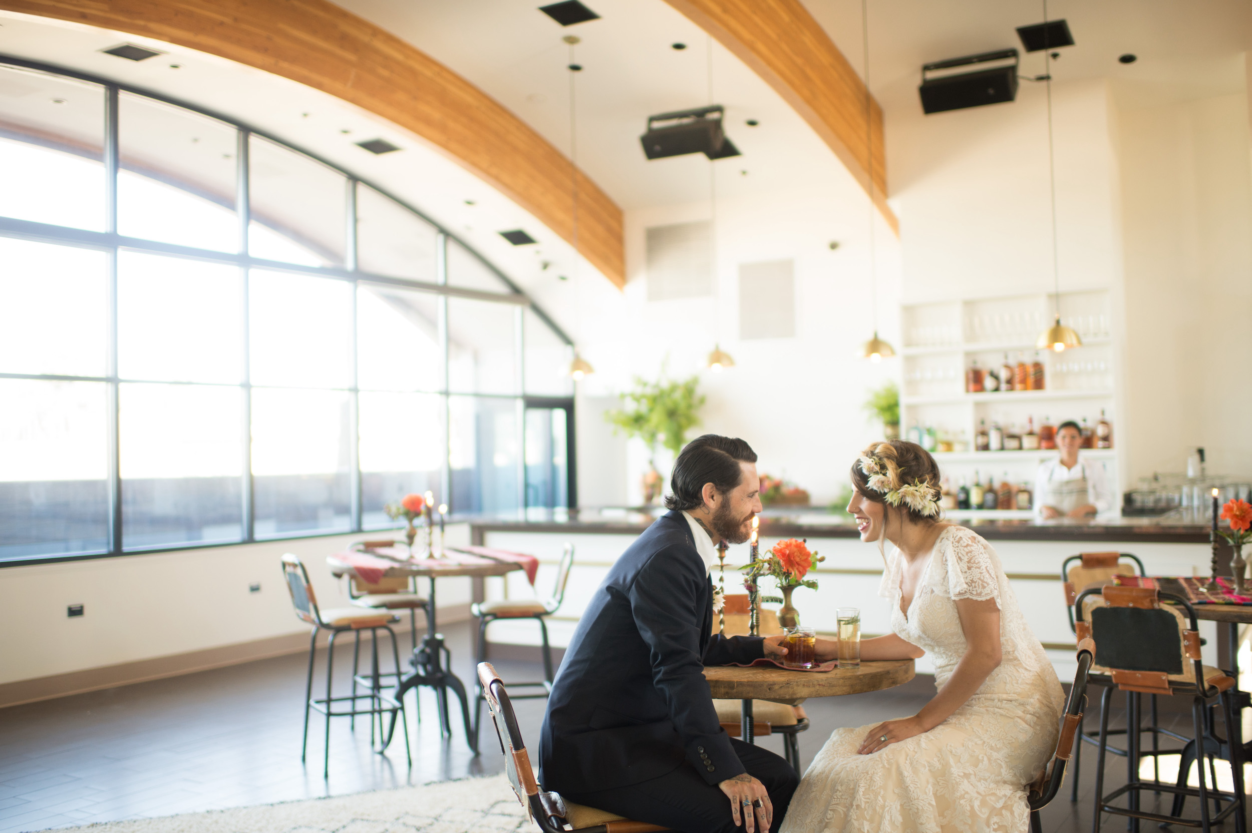 Wedding guests being served at a 24 Carrots Catering and Events reception in Southern California