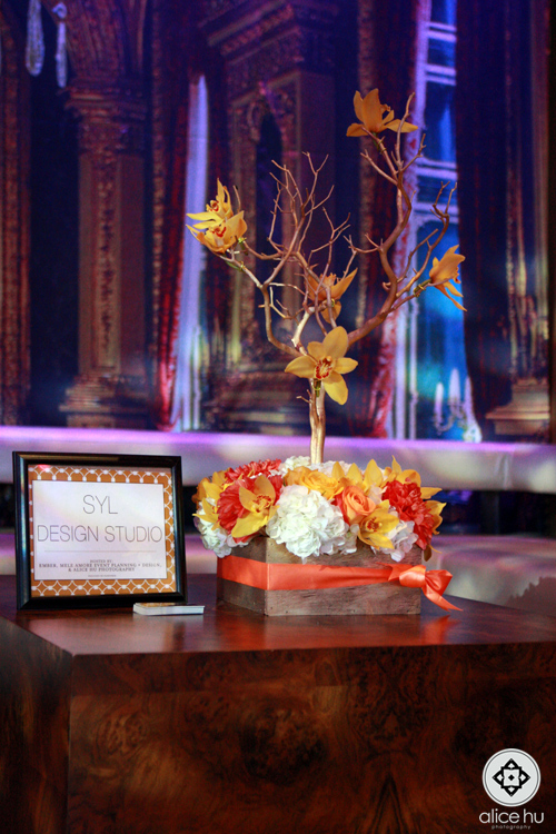 Floral arrangements by SYL Design Studio displayed at an Orange County wedding industry event in Anaheim